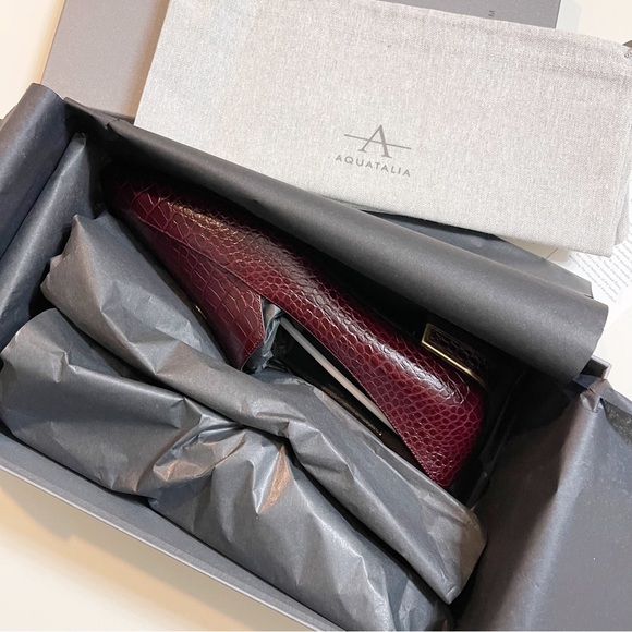 Aquatalia Perci Croc Embossed Leather Loafer in Oxiblood - Picture 6 of 7